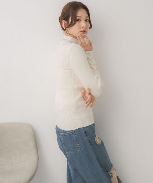 RETRO GIRL（レトロガール）の「【WEB限定カラー追加】スパンコールリブハイネックNT（ニット/セーター・レディース・ブラック/ブルー/チャコールグレー/ナチュラル/レッド/ホワイト系その他・FREE）」の12枚目の写真