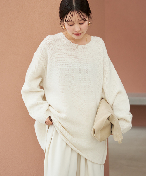 plage(プラージュ)の「《追加》WOOL CASHMERE SOFT TUNIC ニット(ニット/セーター・レディース・チャコールグレー/ホワイト・FREE)」の2枚目の写真