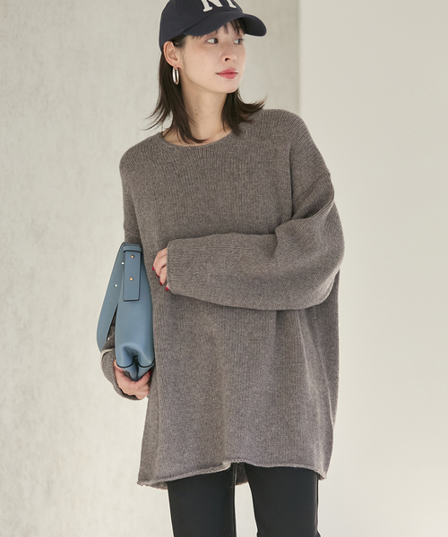plage(プラージュ)の「《追加》WOOL CASHMERE SOFT TUNIC ニット(ニット/セーター・レディース・チャコールグレー/ホワイト・FREE)」の1枚目の写真