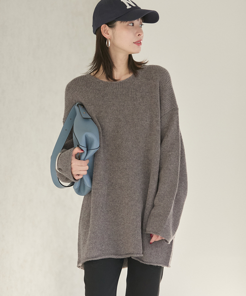 plage(プラージュ)の「《追加》WOOL CASHMERE SOFT TUNIC ニット(ニット/セーター・レディース・チャコールグレー/ホワイト・FREE)」の9枚目の写真