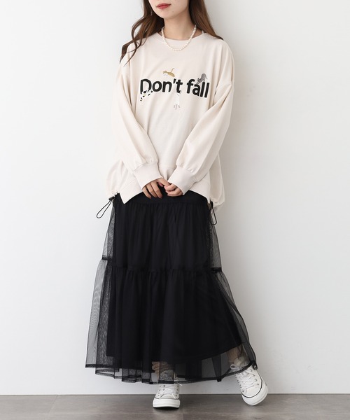 Quelle Chance（ケルシャンス）の「裾ドロスト Don’ｔ fallキャット プルオーバー（Tシャツ/カットソー・レディース・杢グレー/チャコールグレー/キナリ・M/L）」の21枚目の写真