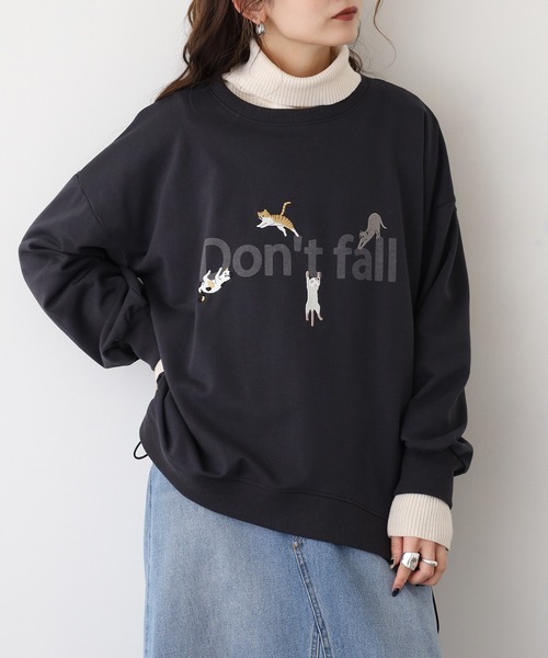 Quelle Chance（ケルシャンス）の「裾ドロスト Don’ｔ fallキャット プルオーバー（Tシャツ/カットソー・レディース・杢グレー/チャコールグレー/キナリ・M/L）」の19枚目の写真