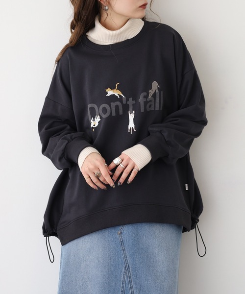 Quelle Chance（ケルシャンス）の「裾ドロスト Don’ｔ fallキャット プルオーバー（Tシャツ/カットソー・レディース・杢グレー/チャコールグレー/キナリ・M/L）」の20枚目の写真