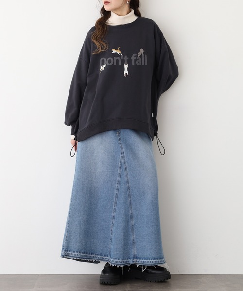 Quelle Chance（ケルシャンス）の「裾ドロスト Don’ｔ fallキャット プルオーバー（Tシャツ/カットソー・レディース・杢グレー/チャコールグレー/キナリ・M/L）」の17枚目の写真