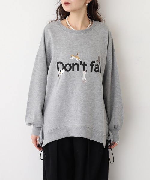 Quelle Chance（ケルシャンス）の「裾ドロスト Don’ｔ fallキャット プルオーバー（Tシャツ/カットソー・レディース・杢グレー/チャコールグレー/キナリ・M/L）」の12枚目の写真