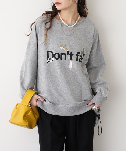 Quelle Chance（ケルシャンス）の「裾ドロスト Don’ｔ fallキャット プルオーバー（Tシャツ/カットソー・レディース・杢グレー/チャコールグレー/キナリ・M/L）」の16枚目の写真