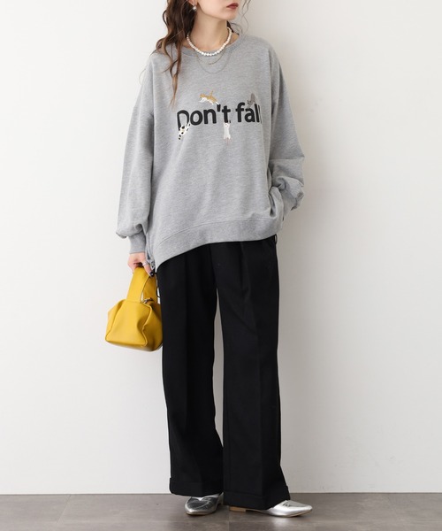 Quelle Chance（ケルシャンス）の「裾ドロスト Don’ｔ fallキャット プルオーバー（Tシャツ/カットソー・レディース・杢グレー/チャコールグレー/キナリ・M/L）」の13枚目の写真