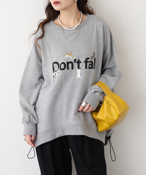 Quelle Chance（ケルシャンス）の「裾ドロスト Don’ｔ fallキャット プルオーバー（Tシャツ/カットソー・レディース・杢グレー/チャコールグレー/キナリ・M/L）」の14枚目の写真