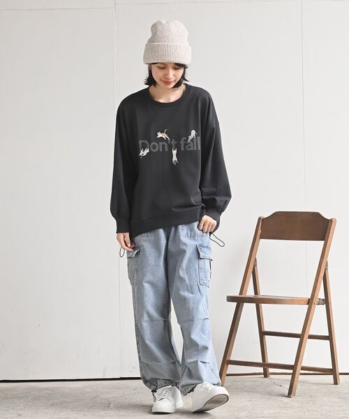 rps（アールピーエス）の「Ｄｏｎ’ｔ ｆａｌｌキャット裏毛プルオーバー（スウェット・レディース・アイボリー/杢グレー/チャコールグレー・フリー）」の15枚目の写真