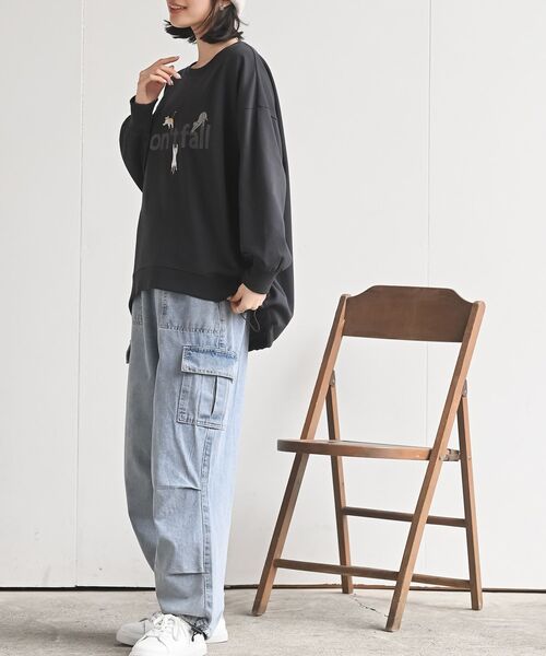 rps（アールピーエス）の「Ｄｏｎ’ｔ ｆａｌｌキャット裏毛プルオーバー（スウェット・レディース・アイボリー/杢グレー/チャコールグレー・フリー）」の18枚目の写真