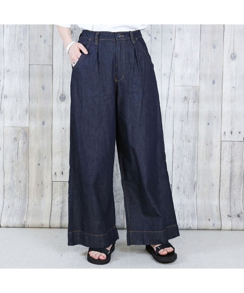 aity(アイティ)の「6.5oz ライトオンスデニムワイドパンツ コットン100%(デニムパンツ・レディース・ワンウォッシュ/ネイビー・M/L/LL/3L/4L)」の1枚目の写真