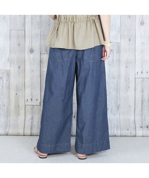 aity(アイティ)の「6.5oz ライトオンスデニムワイドパンツ コットン100%(デニムパンツ・レディース・ワンウォッシュ/ネイビー・M/L/LL/3L/4L)」の4枚目の写真