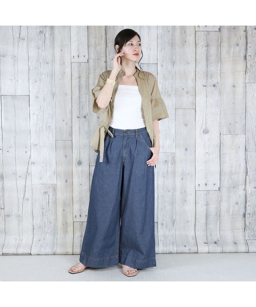aity(アイティ)の「6.5oz ライトオンスデニムワイドパンツ コットン100%(デニムパンツ・レディース・ワンウォッシュ/ネイビー・M/L/LL/3L/4L)」の5枚目の写真