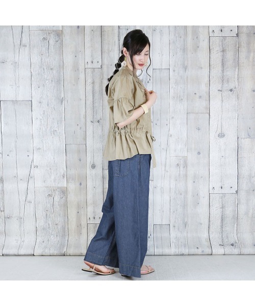 aity(アイティ)の「6.5oz ライトオンスデニムワイドパンツ コットン100%(デニムパンツ・レディース・ワンウォッシュ/ネイビー・M/L/LL/3L/4L)」の6枚目の写真