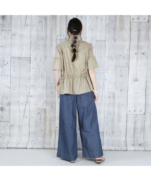 aity(アイティ)の「6.5oz ライトオンスデニムワイドパンツ コットン100%(デニムパンツ・レディース・ワンウォッシュ/ネイビー・M/L/LL/3L/4L)」の7枚目の写真