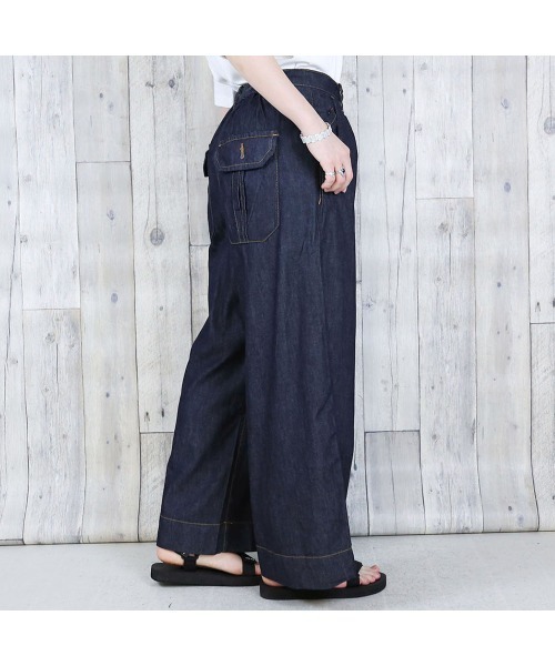 aity(アイティ)の「6.5oz ライトオンスデニムワイドパンツ コットン100%(デニムパンツ・レディース・ワンウォッシュ/ネイビー・M/L/LL/3L/4L)」の9枚目の写真