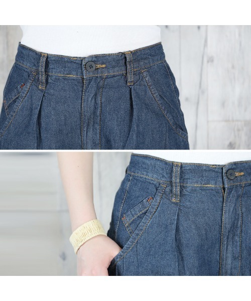 aity(アイティ)の「6.5oz ライトオンスデニムワイドパンツ コットン100%(デニムパンツ・レディース・ワンウォッシュ/ネイビー・M/L/LL/3L/4L)」の15枚目の写真