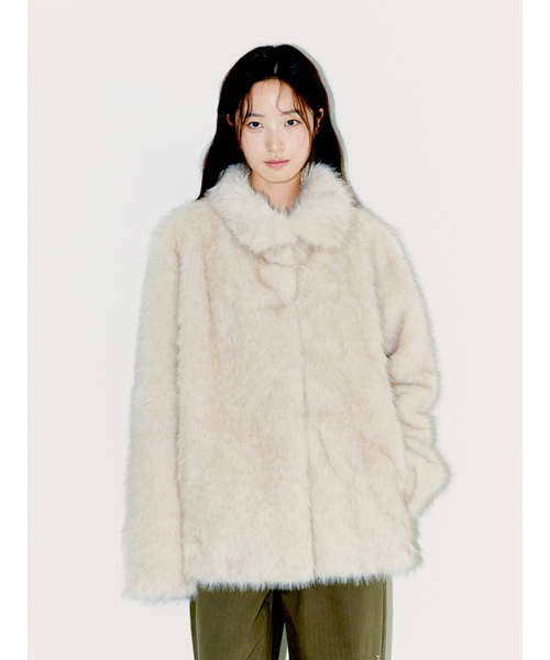 OAFISH(オアフィッシュ)の「FLUFFY MIX FUR JACKET, BEIGE(ムートンコート・レディース・その他・FREE)」の1枚目の写真
