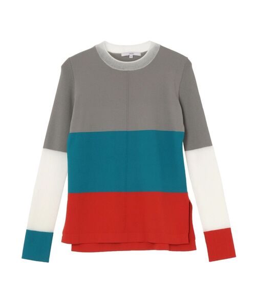 UN3D.(アンスリード)の「SHEER DOCKING COLOR BLOCK KT / シアードッキングカラーブロックニット(ニット/セーター・レディース・ライム/オレンジ/ブラック・36/38)」の5枚目の写真