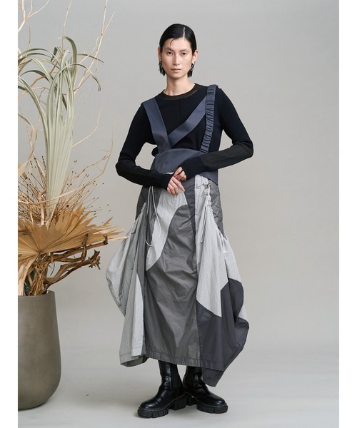 UN3D.(アンスリード)の「SHEER DOCKING COLOR BLOCK KT / シアードッキングカラーブロックニット(ニット/セーター・レディース・ライム/オレンジ/ブラック・36/38)」の8枚目の写真