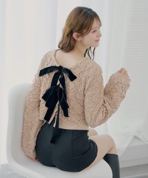 Chico | 【SALON by Chico】前後2wayフロントリボン配色カーディガン(カーディガン/ボレロ)