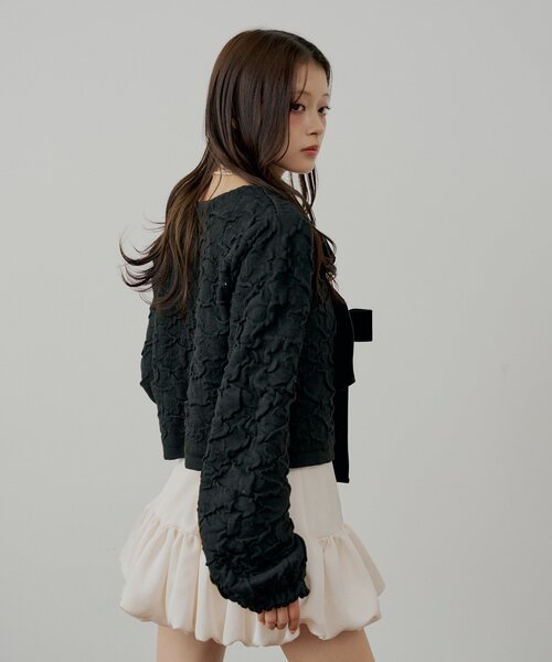 Chico（チコ）の「【SALON by Chico】前後2wayフロントリボン配色カーディガン（カーディガン/ボレロ・レディース・グレー/アイボリー/ブラック/ピンク・FREE）」の15枚目の写真