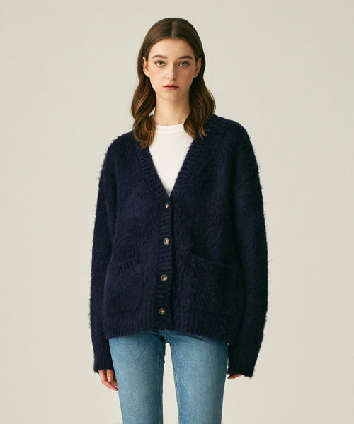LADY VOLUME(レディーボリューム)の「SOFT BRUSH WOOL CARDIGAN_NAVY(カーディガン/ボレロ・レディース・その他・FREE)」の2枚目の写真