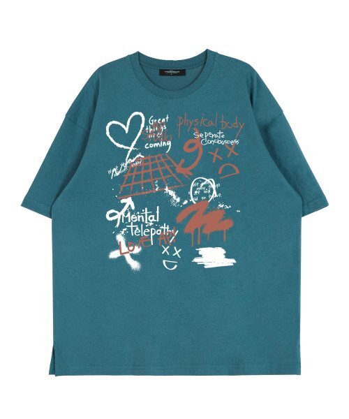 ASTRAL PROJECTION(アストラルプロジェクション)の「フロントアストラルグラフィティラウンドネック15番手コットン半袖Tシャツ_ブルーグリーン(Tシャツ/カットソー・レディース・その他・X-LARGE/LARGE)」の2枚目の写真