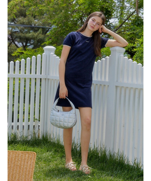 ANOETIC(アノエティック)の「LACE TERRY ONE-PIECE_NAVY(ワンピース・レディース・ネイビー・FREE)」の1枚目の写真