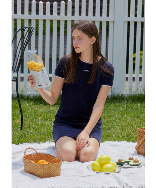 ANOETIC(アノエティック)の「LACE TERRY ONE-PIECE_NAVY(ワンピース・レディース・ネイビー・FREE)」の5枚目の写真