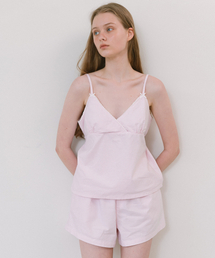 LAMINEZ（ラミネズ）の「ストラップストライプスリーブレストップ - ピンク（その他トップス）」