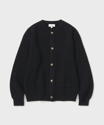 SHIRTER（シャーター）の「WOOL CHUNKY ROUND NECK CARDIGAN (BLACK)（カーディガン/ボレロ）」