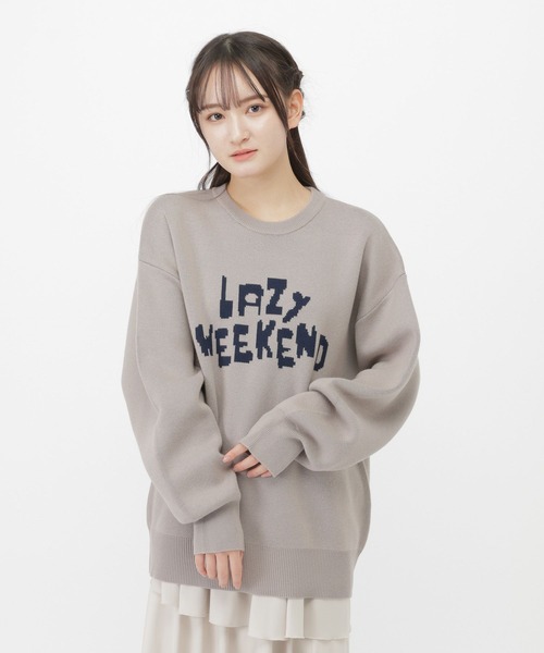 GLOBAL WORK（グローバルワーク）の「レタリングニット/AND YUA ANY/599699（ニット/セーター・キッズ・ブラック/グレイッシュベージュ・FREE）」の2枚目の写真