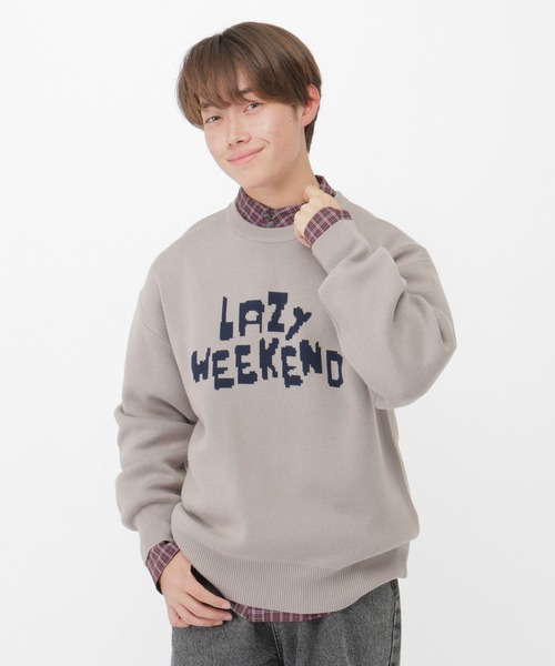 GLOBAL WORK（グローバルワーク）の「レタリングニット/AND YUA ANY/599699（ニット/セーター・キッズ・ブラック/グレイッシュベージュ・FREE）」の5枚目の写真