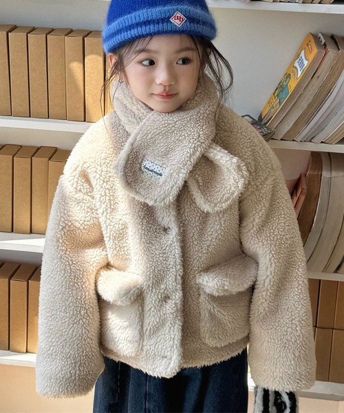 aimoha(アイモハ)の「【aimoha-KIDS-】キッズ ふわもこボリュームボアジャケット (AW)(ブルゾン・キッズ・イエロー/ライトベージュ・120/90/100/110/130)」の2枚目の写真