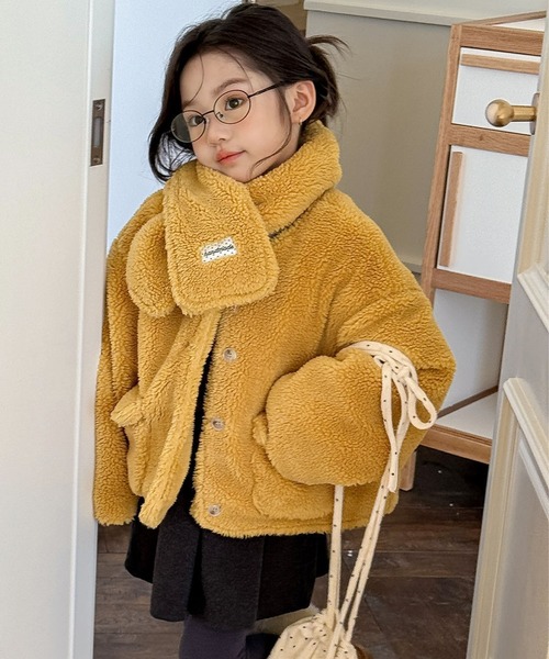aimoha(アイモハ)の「【aimoha-KIDS-】キッズ ふわもこボリュームボアジャケット (AW)(ブルゾン・キッズ・イエロー/ライトベージュ・120/90/100/110/130)」の1枚目の写真