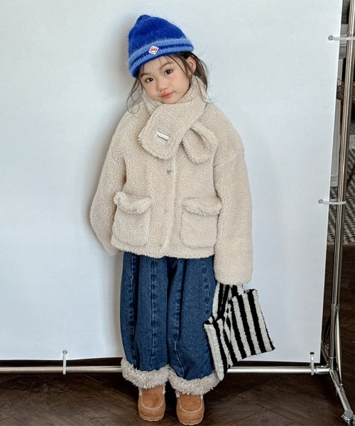 aimoha(アイモハ)の「【aimoha-KIDS-】キッズ ふわもこボリュームボアジャケット (AW)(ブルゾン・キッズ・イエロー/ライトベージュ・120/90/100/110/130)」の3枚目の写真