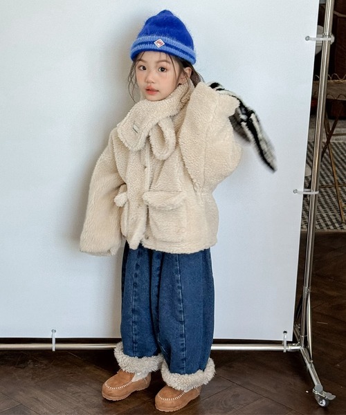 aimoha(アイモハ)の「【aimoha-KIDS-】キッズ ふわもこボリュームボアジャケット (AW)(ブルゾン・キッズ・イエロー/ライトベージュ・120/90/100/110/130)」の4枚目の写真
