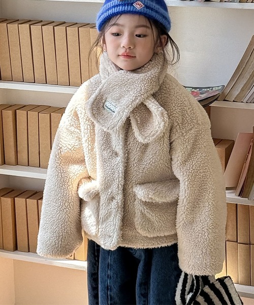 aimoha(アイモハ)の「【aimoha-KIDS-】キッズ ふわもこボリュームボアジャケット (AW)(ブルゾン・キッズ・イエロー/ライトベージュ・120/90/100/110/130)」の6枚目の写真