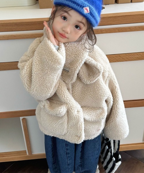 aimoha(アイモハ)の「【aimoha-KIDS-】キッズ ふわもこボリュームボアジャケット (AW)(ブルゾン・キッズ・イエロー/ライトベージュ・120/90/100/110/130)」の7枚目の写真