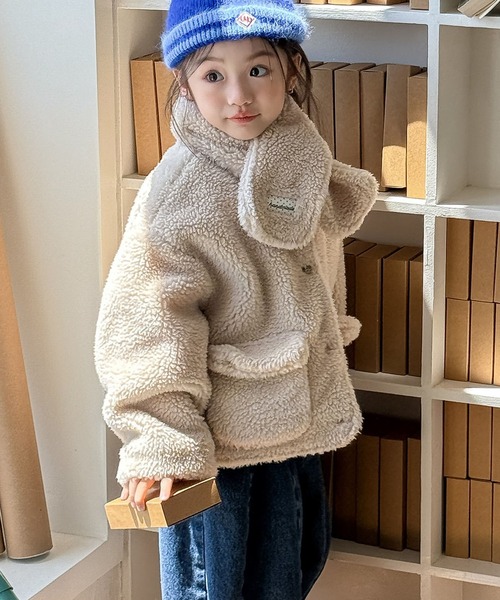 aimoha(アイモハ)の「【aimoha-KIDS-】キッズ ふわもこボリュームボアジャケット (AW)(ブルゾン・キッズ・イエロー/ライトベージュ・120/90/100/110/130)」の8枚目の写真