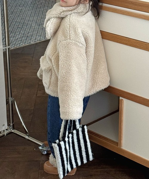 aimoha(アイモハ)の「【aimoha-KIDS-】キッズ ふわもこボリュームボアジャケット (AW)(ブルゾン・キッズ・イエロー/ライトベージュ・120/90/100/110/130)」の10枚目の写真