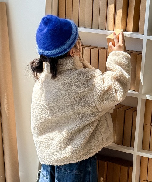 aimoha(アイモハ)の「【aimoha-KIDS-】キッズ ふわもこボリュームボアジャケット (AW)(ブルゾン・キッズ・イエロー/ライトベージュ・120/90/100/110/130)」の9枚目の写真