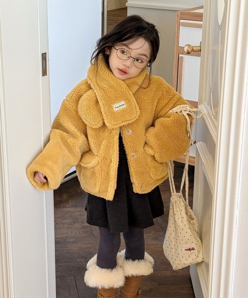 aimoha(アイモハ)の「【aimoha-KIDS-】キッズ ふわもこボリュームボアジャケット (AW)(ブルゾン・キッズ・イエロー/ライトベージュ・120/90/100/110/130)」の11枚目の写真
