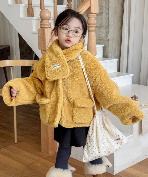 aimoha(アイモハ)の「【aimoha-KIDS-】キッズ ふわもこボリュームボアジャケット (AW)(ブルゾン・キッズ・イエロー/ライトベージュ・120/90/100/110/130)」の15枚目の写真