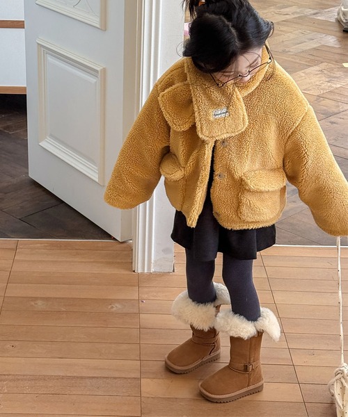 aimoha(アイモハ)の「【aimoha-KIDS-】キッズ ふわもこボリュームボアジャケット (AW)(ブルゾン・キッズ・イエロー/ライトベージュ・120/90/100/110/130)」の13枚目の写真