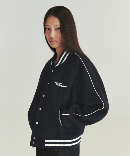 Whenever Wool Varcity Jacket - Navy