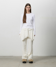 PIN-TUCK BOOTCUT SKIRT PANTS IVORY