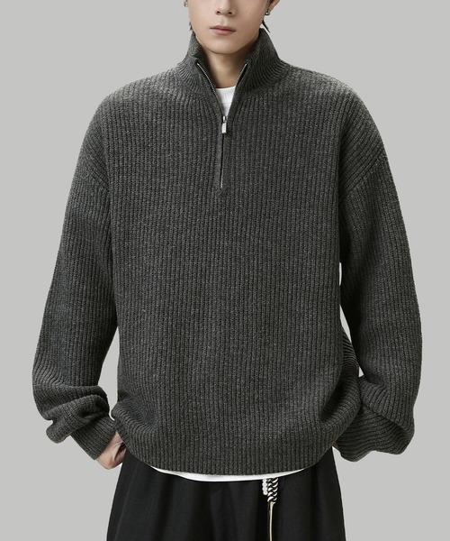 TOBEE（トゥビー）の「【TOBEE】オーバーサイズ ハーフジップ ニットセーター（ニット/セーター・メンズ・ホワイト/ダークグレー/オートミール/ブラック・MEDIUM/X-LARGE/LARGE）」の17枚目の写真