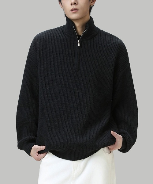 TOBEE（トゥビー）の「【TOBEE】オーバーサイズ ハーフジップ ニットセーター（ニット/セーター・メンズ・ホワイト/ダークグレー/オートミール/ブラック・MEDIUM/X-LARGE/LARGE）」の20枚目の写真